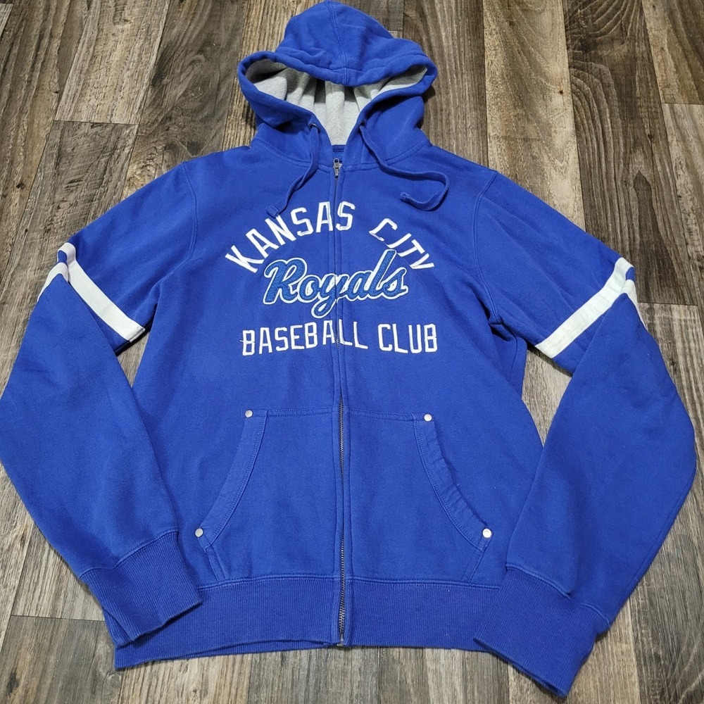 Soft As A Grape MLB Kansas City Royals Sox Zip-Up Blue Hoodie Women's Size Large